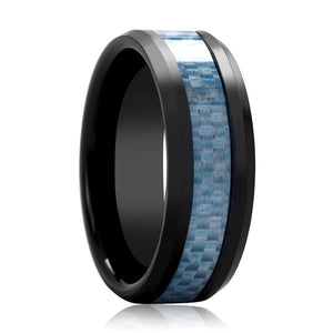 AZIEL Black Ceramic men's wedding band, image 1