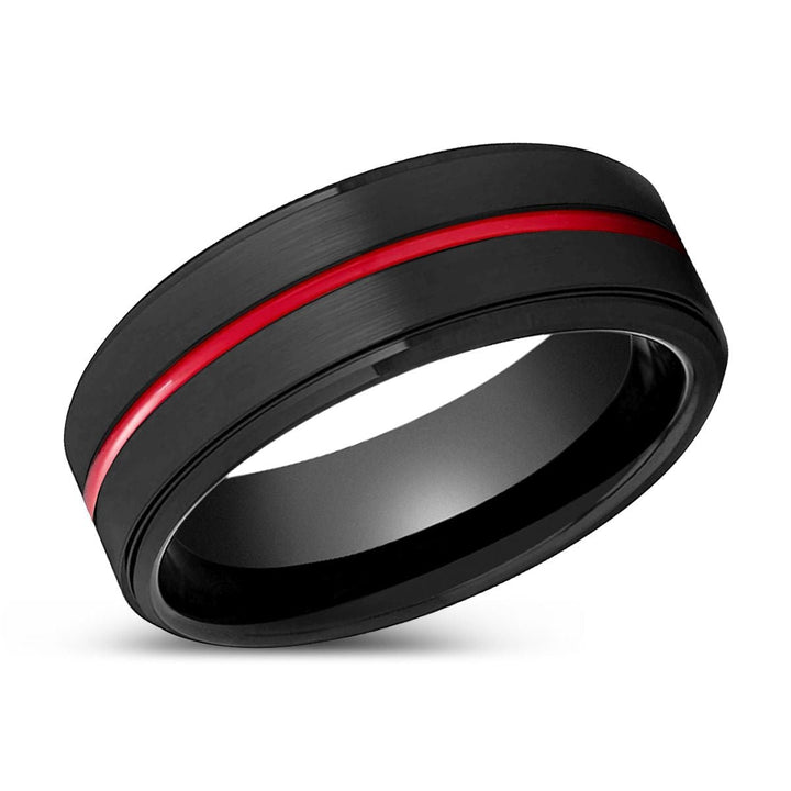 BATMOBILE | Black Ring, Black Tungsten Ring, Red Groove, Stepped Edge - Rings - Aydins Jewelry - 2