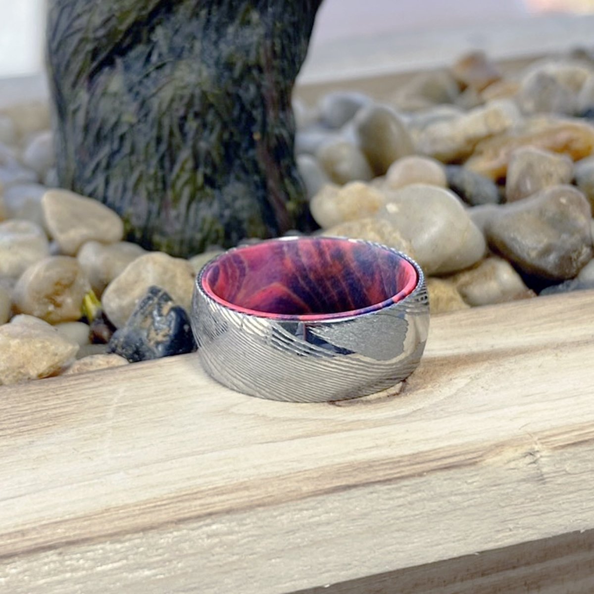 BLUEHAWK — display shot — men's damascus steel wedding ring | Aydins Jewelry