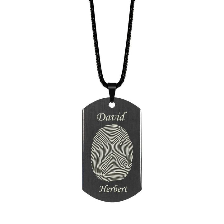 Brushed Fingerprint Dog Tag w/ First and Last Name - Pendant > Fingerprint Necklace > Fingerprint Jewelry > Memorial Jewelry > Stainless Steel Fingerprint Necklace > Fingerprint Charm > Signature Jewelry > Photo Pendant > Real Photo Jewelry > - Aydins Jewelry - 1