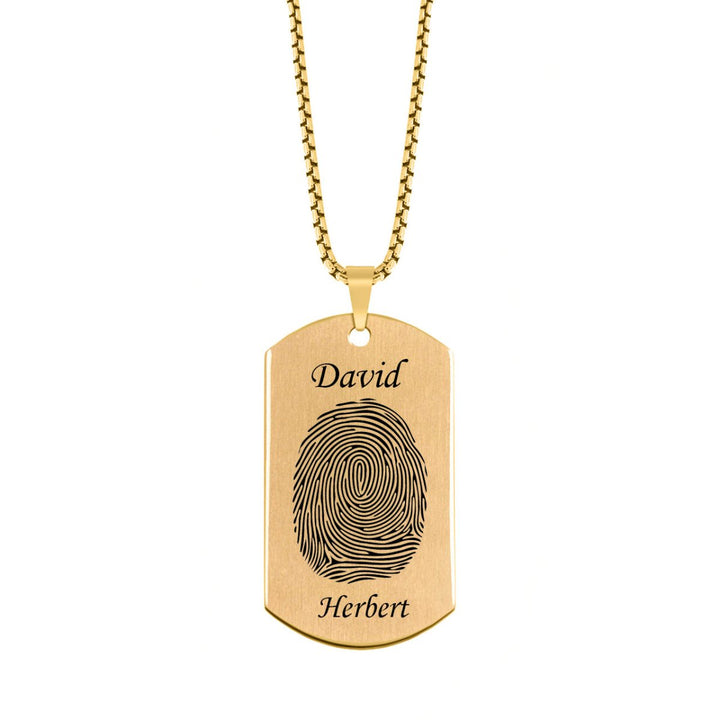 Brushed Fingerprint Dog Tag w/ First and Last Name - Pendant > Fingerprint Necklace > Fingerprint Jewelry > Memorial Jewelry > Stainless Steel Fingerprint Necklace > Fingerprint Charm > Signature Jewelry > Photo Pendant > Real Photo Jewelry > - Aydins Jewelry - 2