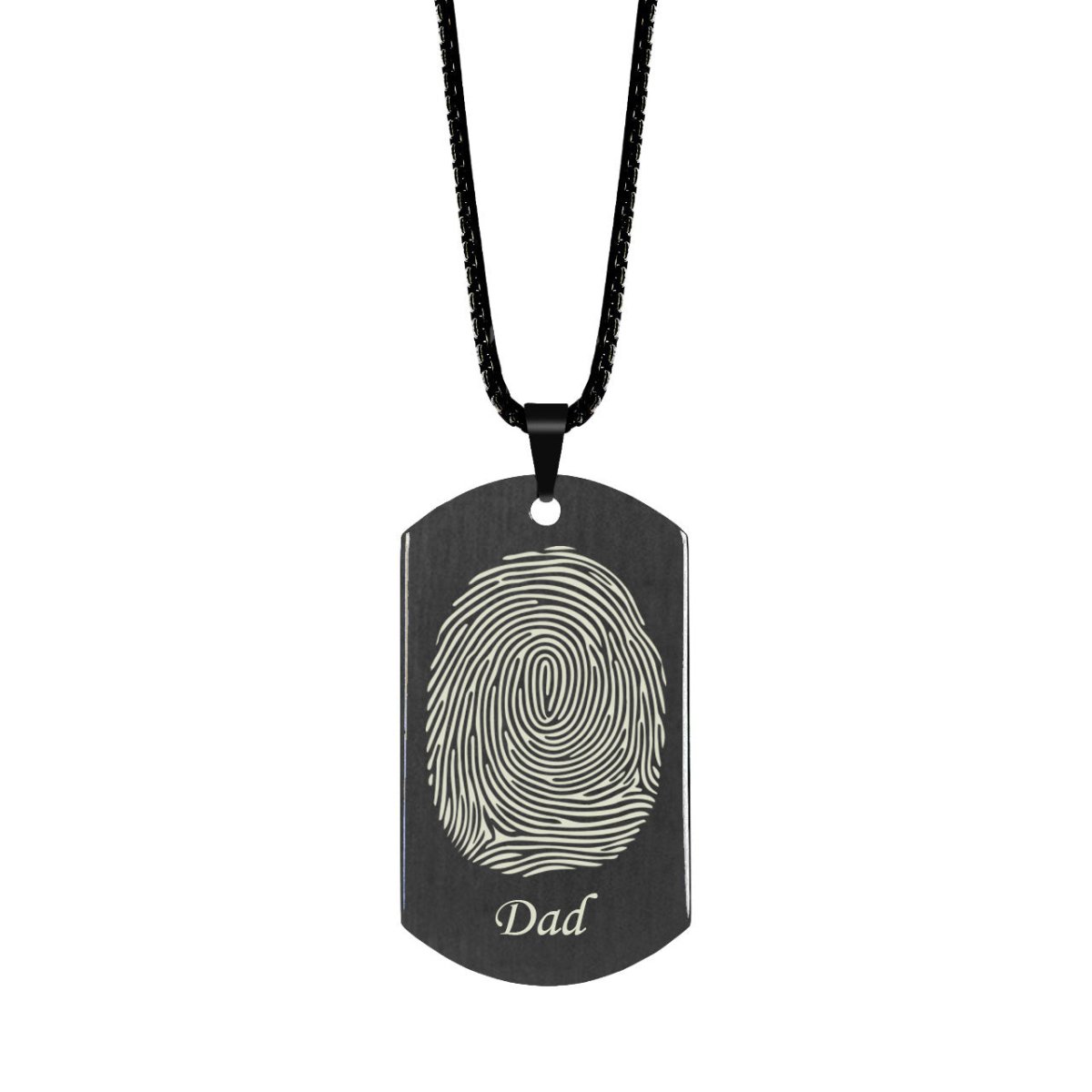 Brushed Fingerprint with Name Memorial Dog Tag - Pendant > Fingerprint Necklace > Fingerprint Jewelry > Memorial Jewelry > Stainless Steel Fingerprint Necklace > Fingerprint Charm > Signature Jewelry > Photo Pendant > Real Photo Jewelry > - Aydins Jewelry - 1