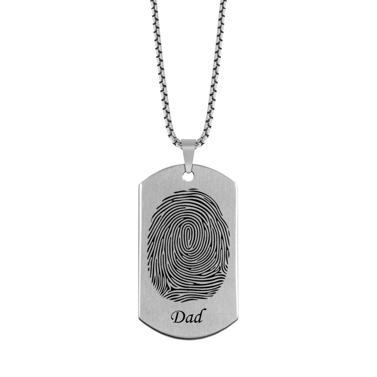 Brushed Fingerprint with Name Memorial Dog Tag - Pendant > Fingerprint Necklace > Fingerprint Jewelry > Memorial Jewelry > Stainless Steel Fingerprint Necklace > Fingerprint Charm > Signature Jewelry > Photo Pendant > Real Photo Jewelry > - Aydins Jewelry - 3