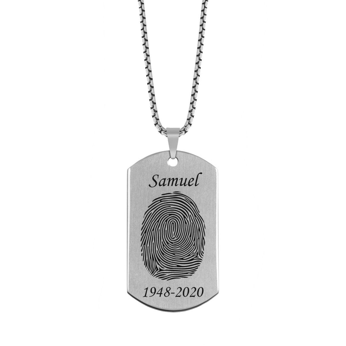 Brushed Stainless Steel Fingerprint Dog Tag Necklace - Pendant > Fingerprint Necklace > Fingerprint Jewelry > Memorial Jewelry > Stainless Steel Fingerprint Necklace > Fingerprint Charm > Signature Jewelry > Photo Pendant > Real Photo Jewelry > - Aydins Jewelry - 3