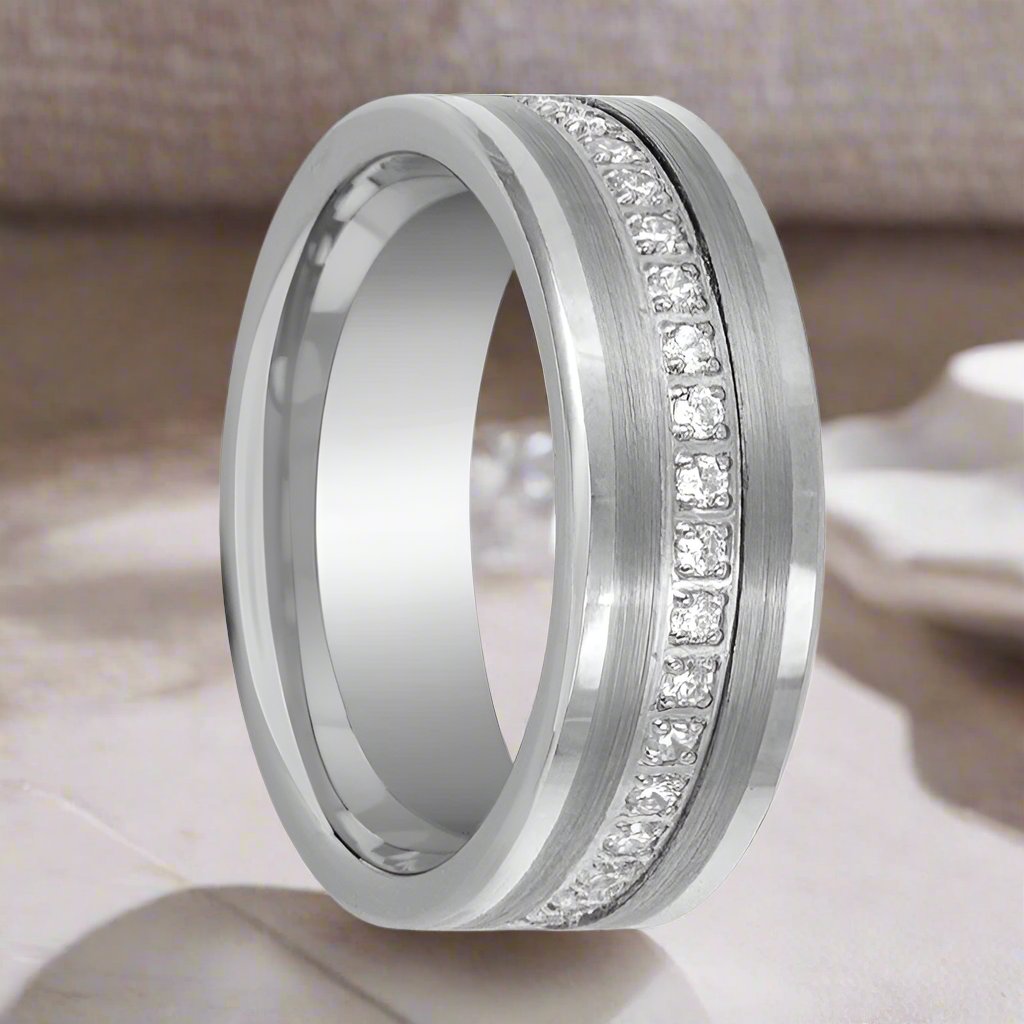 CEPHEUS — hero shot — men's tungsten carbide wedding ring | Aydins Jewelry
