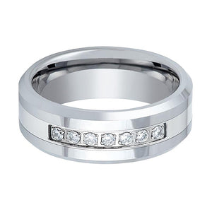 CETUS — detail view — men's tungsten carbide wedding ring | Aydins Jewelry