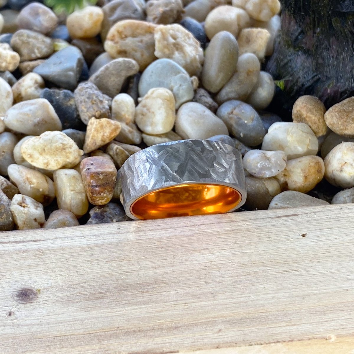 CITRUS | Orange Ring, Silver Titanium Ring, Hammered, Flat - Rings - Aydins Jewelry - 6