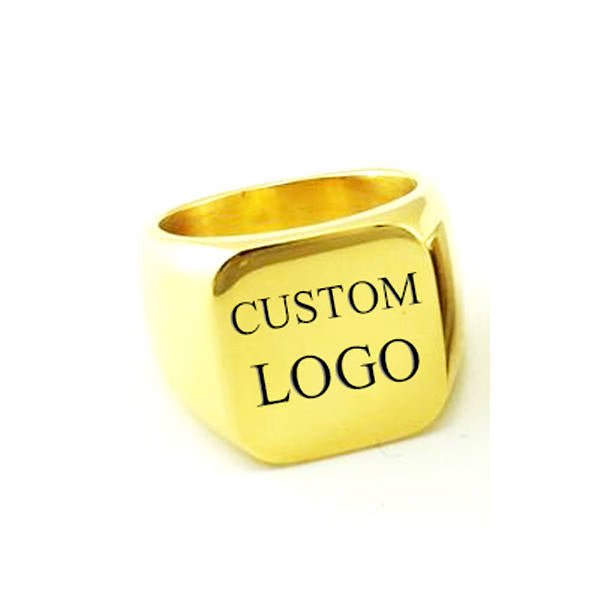 Custom Logo Laser Engraved Signet Ring Gold Silver Black - Signet Rings - Aydins Jewelry - 4
