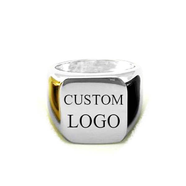 Custom Logo Laser Engraved Signet Ring Gold Silver Black - Signet Rings - Aydins Jewelry - 5