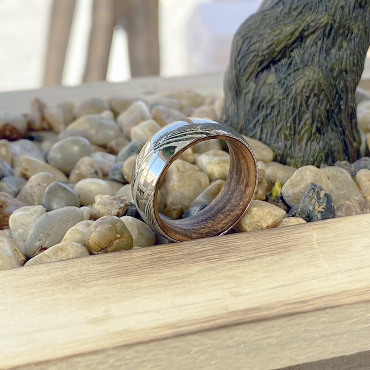 DEVATT | Zebra Wood, Silver Damascus Steel, Domed - Rings - Aydins Jewelry - 7
