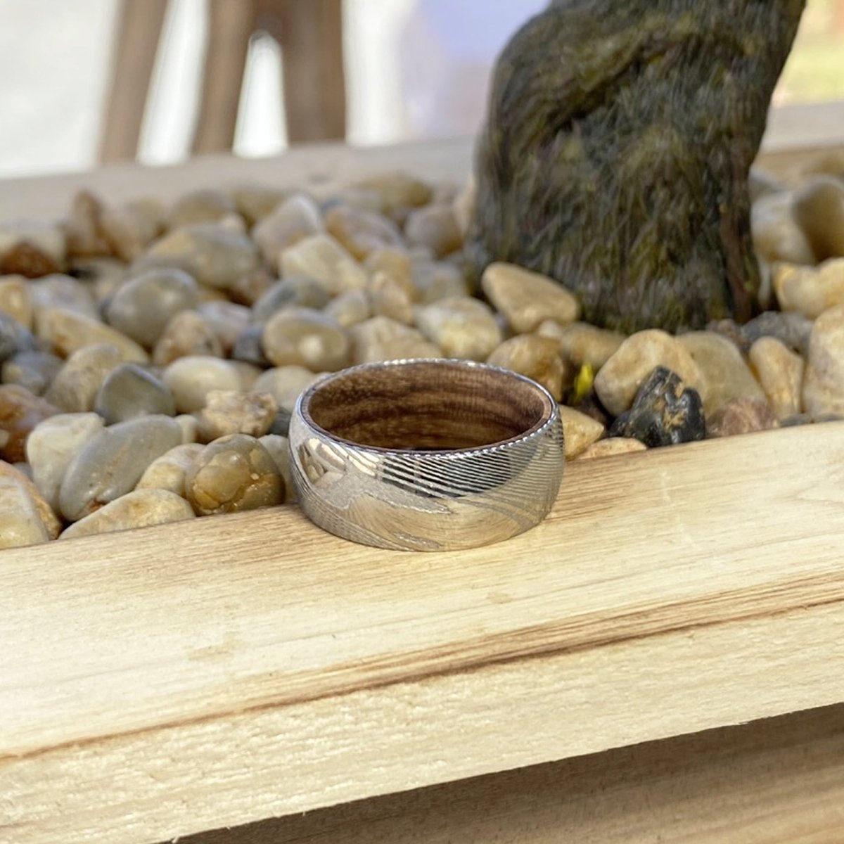 DEVATT | Zebra Wood, Silver Damascus Steel, Domed - Rings - Aydins Jewelry - 5