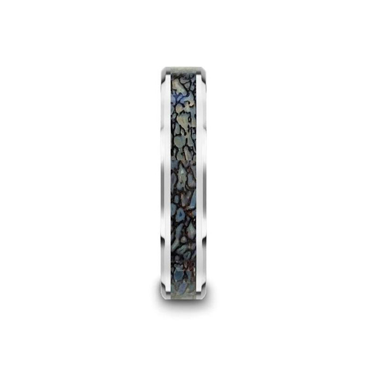 DEVONIAN | Tungsten Ring Blue Dino Bone Inlay - Rings - Aydins Jewelry - 4