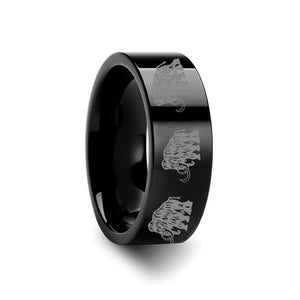 Dinosaur Mammoth Print Engraved Flat Tungsten Coup Tungsten Carbide men's wedding band, image 2