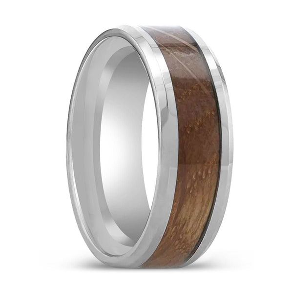 DISTILLED | Tungsten Ring, Whiskey Barrel Inlaid, Beveled Polished Edges - Rings - Aydins Jewelry - 1