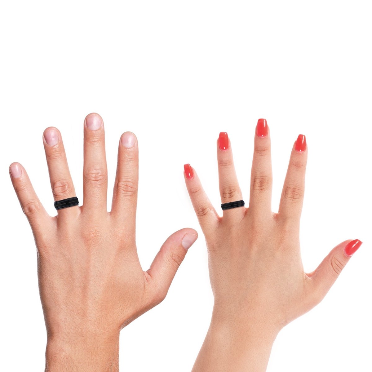 DOOMS | Red Ring, Black Tungsten Ring, Grooved, Stepped Edge - Rings - Aydins Jewelry - 4