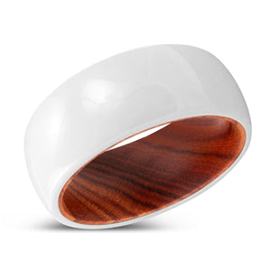 EMBOLDEN | IRON Wood, White Ceramic Ring, Domed - Rings - Aydins Jewelry - 2
