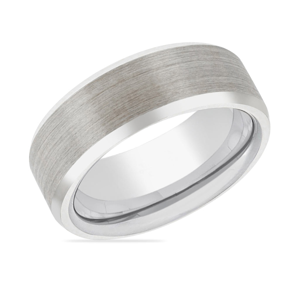 FALKOR | Silver Ring, Silver Tungsten Ring, Brushed, Beveled - Rings - Aydins Jewelry - 2
