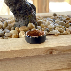 FASCIA | Olive Wood, Black Tungsten Ring, Brushed, Beveled - Rings - Aydins Jewelry - 7