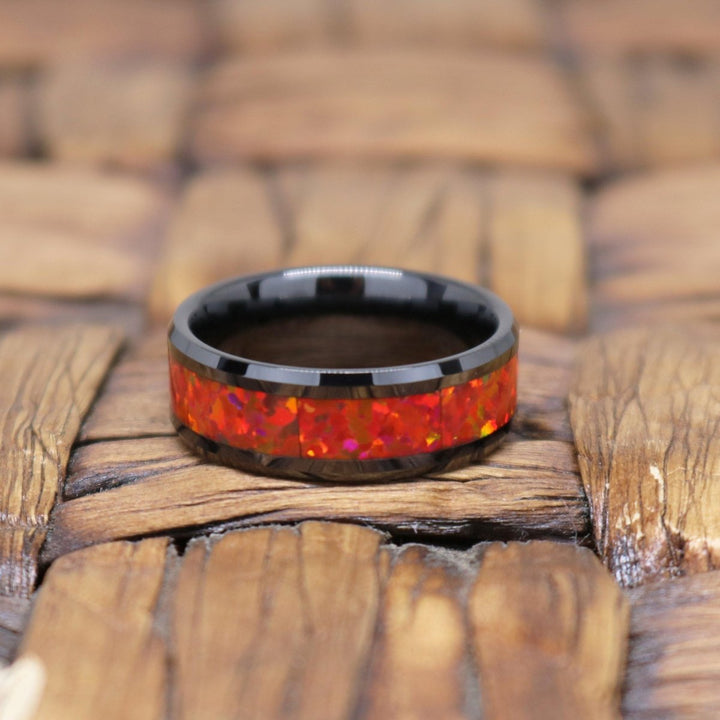 FELIX | Ceramic Ring Red Opal Inlay - Rings - Aydins Jewelry - 7