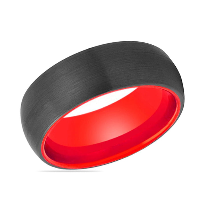 FERRARI | Red Ring, Black Tungsten Ring, Brushed, Domed - Rings - Aydins Jewelry - 2