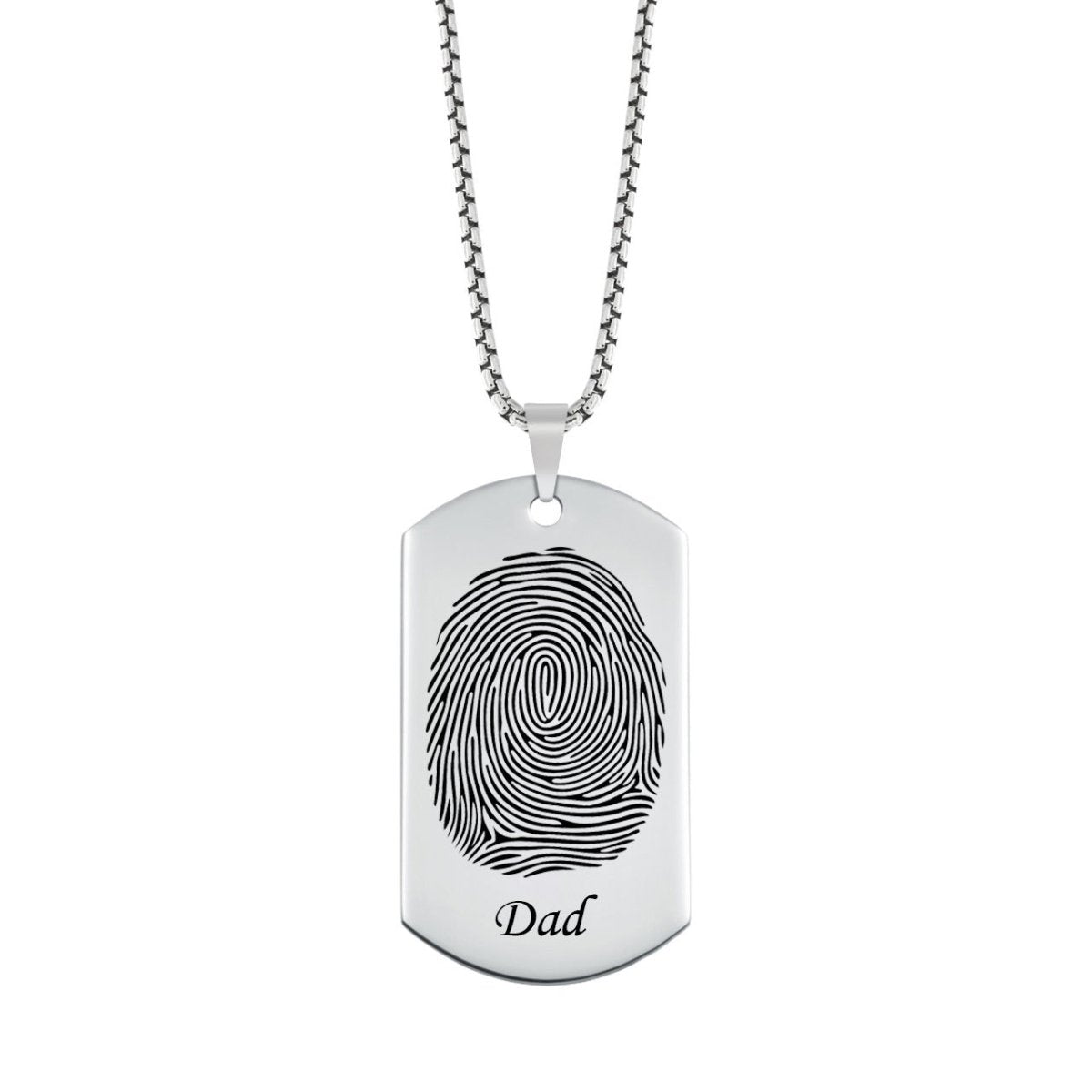 Fingerprint Dog Tag with Name High Polished - Pendant > Fingerprint Necklace > Fingerprint Jewelry > Memorial Jewelry > Stainless Steel Fingerprint Necklace > Fingerprint Charm > Signature Jewelry > Photo Pendant > Real Photo Jewelry > - Aydins Jewelry - 1