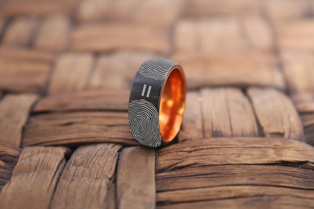 Fingerprint Ring | Mens Wedding Band, Couple Wedding Ring, Memorial Ring - Fingerprint Rings - Aydins Jewelry - 1