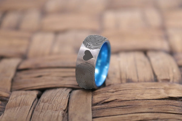 Fingerprint Ring | Mens Wedding Band, Couple Wedding Ring, Memorial Ring - Fingerprint Rings - Aydins Jewelry - 1