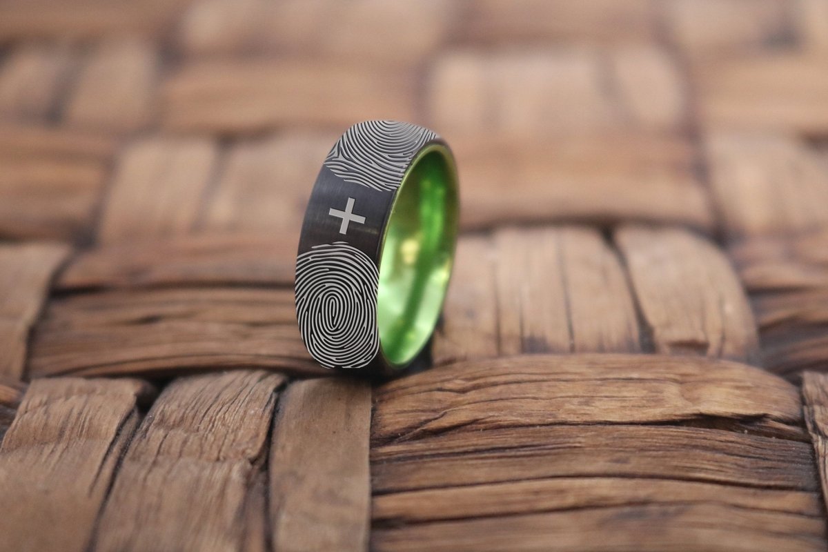 Fingerprint Ring | Mens Wedding Band, Couple Wedding Ring, Memorial Ring - Fingerprint Rings - Aydins Jewelry - 1