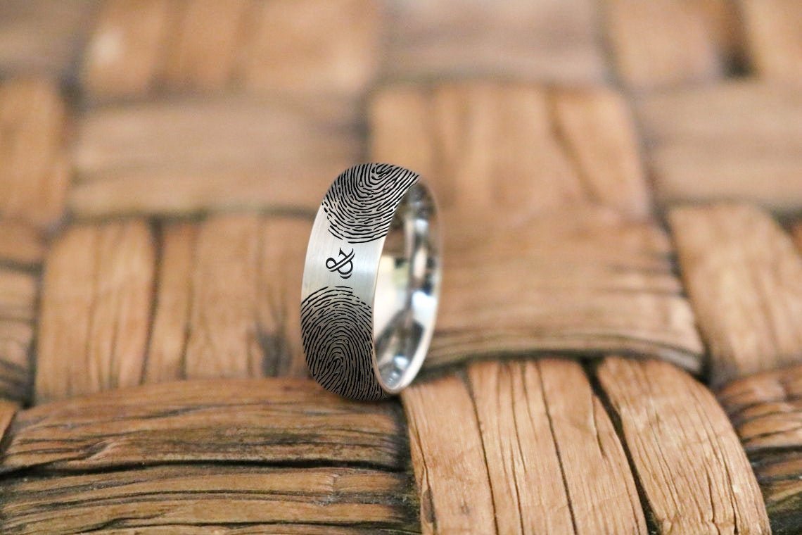 Fingerprint Ring | Mens Wedding Band, Couple Wedding Ring, Memorial Ring - Fingerprint Rings - Aydins Jewelry - 1