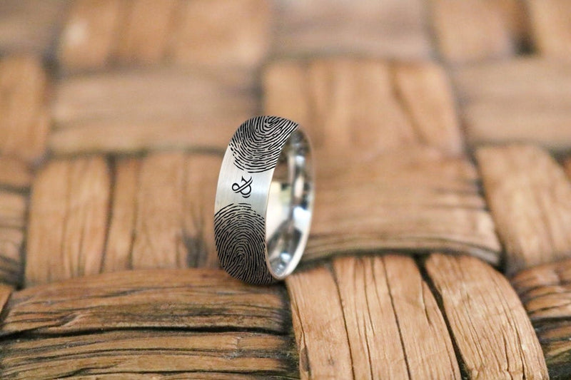 Fingerprint Ring | Mens Wedding Band, Couple Wedding Ring, Memorial Ring - Fingerprint Rings - Aydins Jewelry - 1