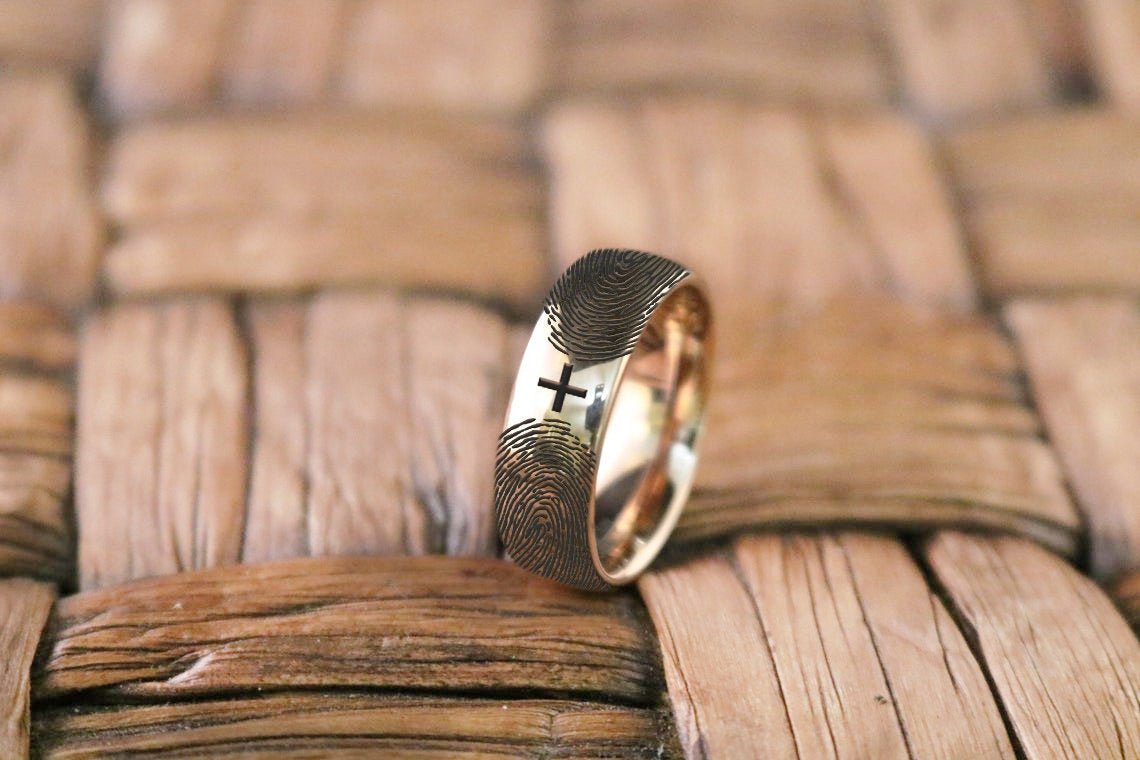 Fingerprint Ring | Mens Wedding Band, Couple Wedding Ring, Memorial Ring - Fingerprint Rings - Aydins Jewelry - 1