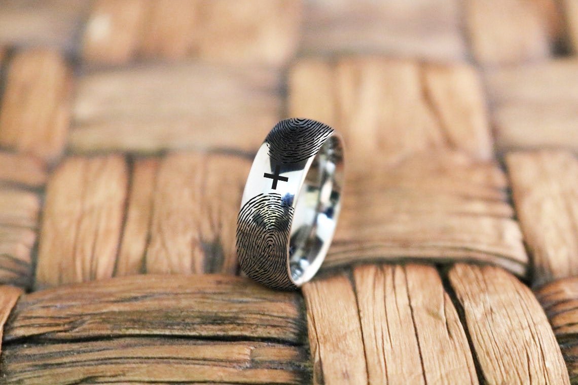 Fingerprint Ring | Mens Wedding Band, Couple Wedding Ring, Memorial Ring - Fingerprint Rings - Aydins Jewelry - 1