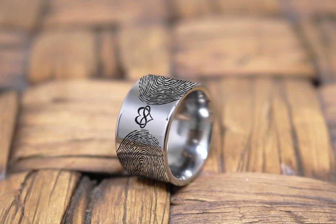 Fingerprint Ring | Mens Wedding Band, Couple Wedding Ring, Memorial Ring - Fingerprint Rings - Aydins Jewelry - 1