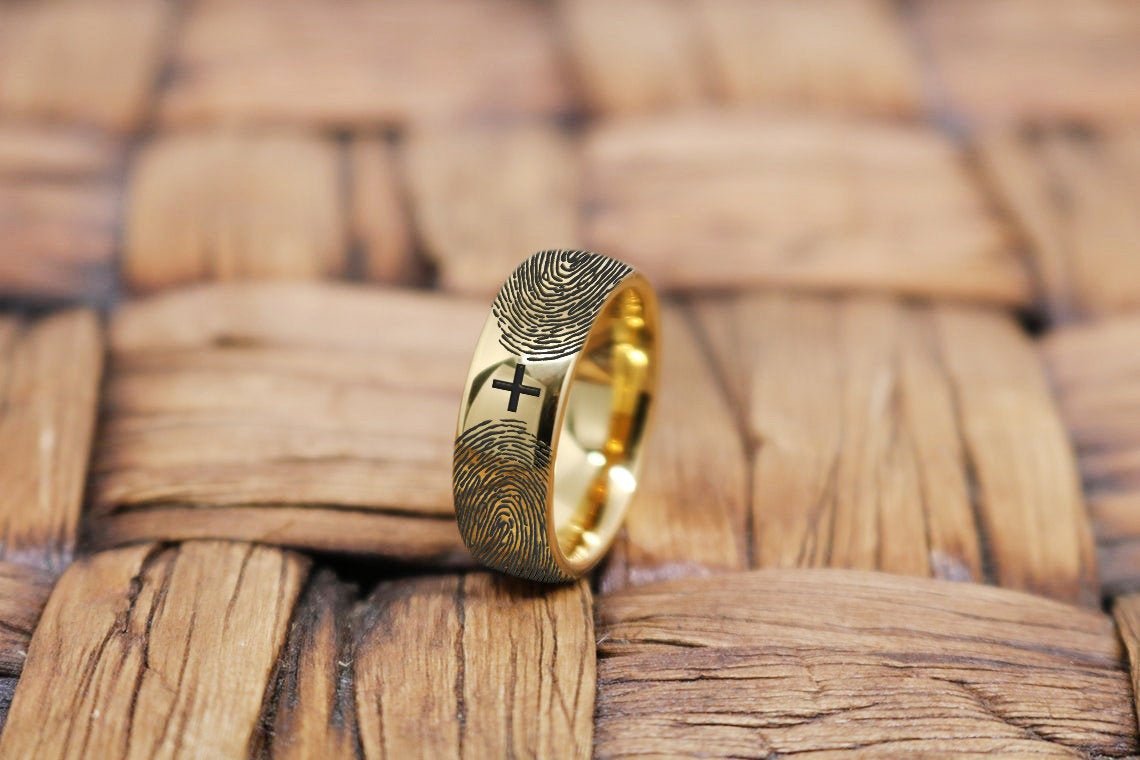 Mens Fingerprint Couple Rings Piece Couple Set Custom Fingerprint