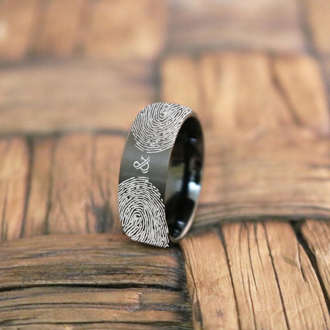 Fingerprint Ring | Mens Wedding Band, Couple Wedding Ring, Memorial Ring - Fingerprint Rings - Aydins Jewelry - 1