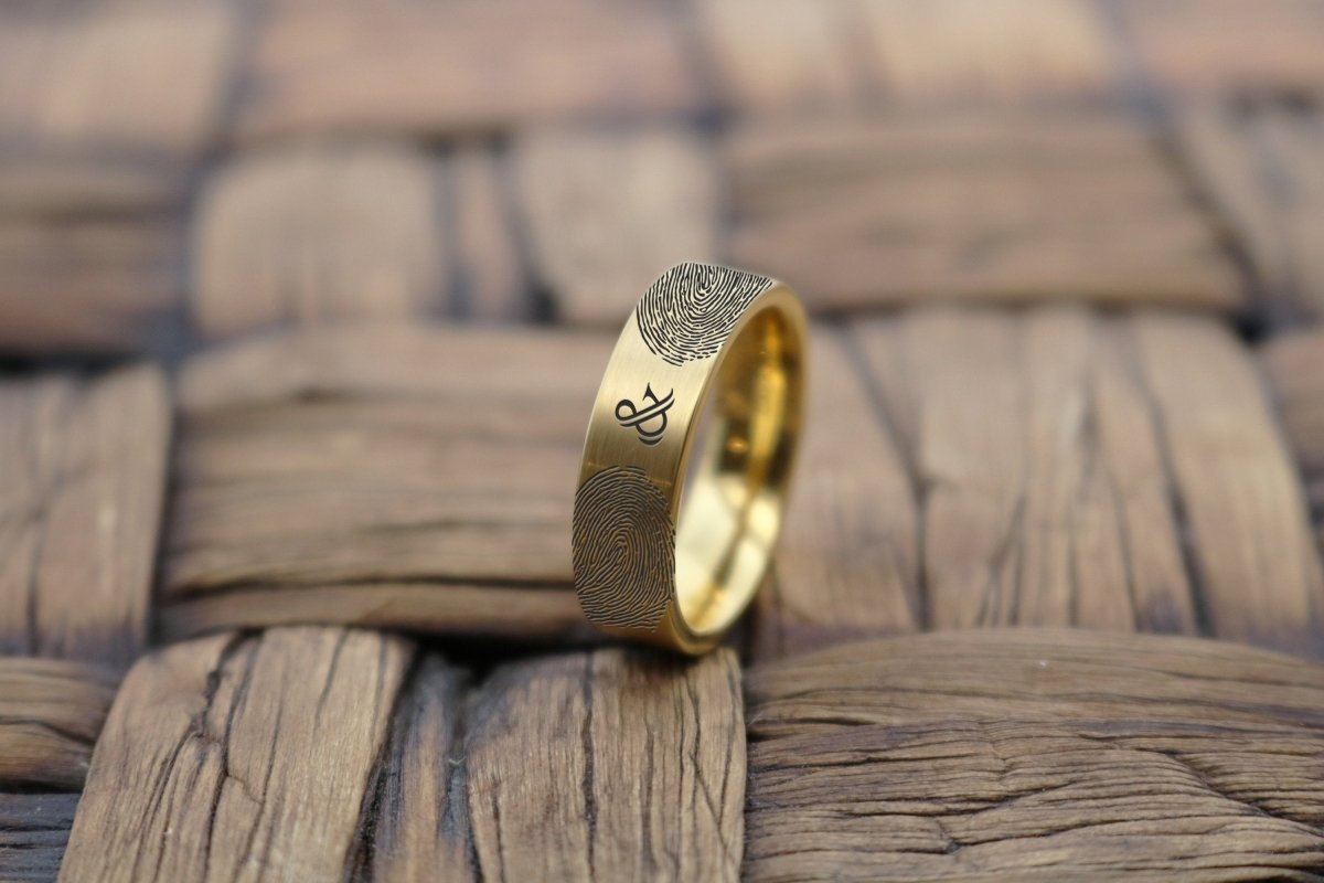 Fingerprint Ring | Mens Wedding Band, Couple Wedding Ring, Memorial Ring - Fingerprint Rings - Aydins Jewelry - 1