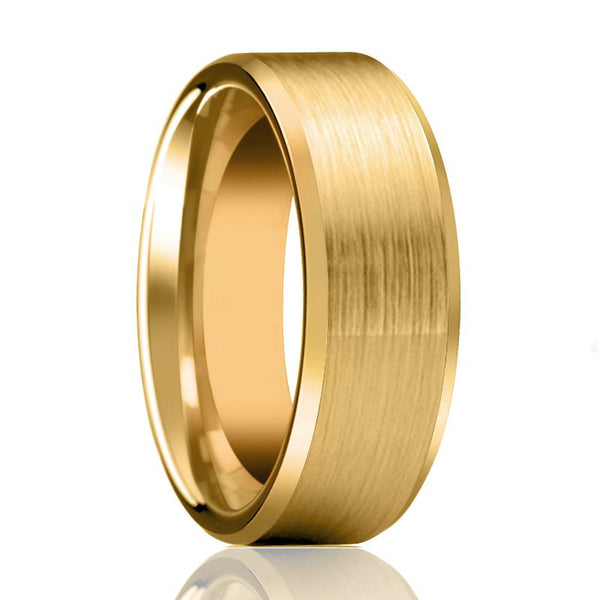 GEMINI | Gold Tungsten Ring, Brushed, Beveled - Rings - Aydins Jewelry - 1