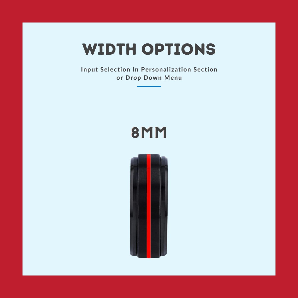 GILLY | Blue & Red Wood, Black Tungsten Ring, Red Groove, Stepped Edge - Rings - Aydins Jewelry - 3