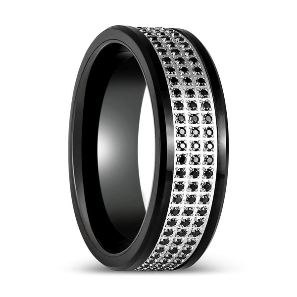 GRAVEL | Black Tungsten Ring with Black CZ - Rings - Aydins Jewelry - 1
