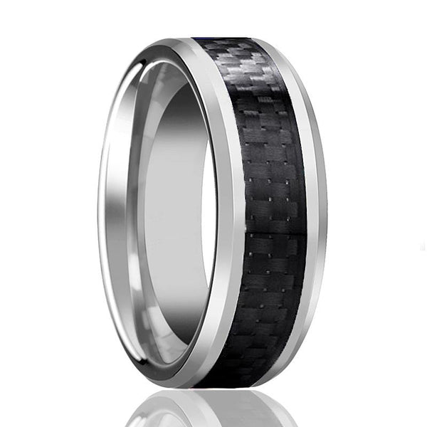 HERALD | Tungsten Ring Black Carbon Fiber Inlay - Rings - Aydins Jewelry - 1