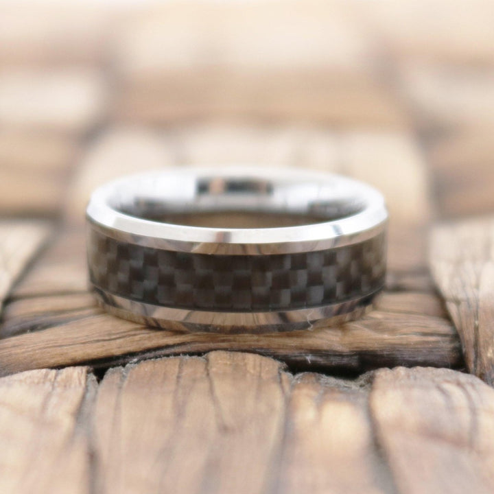 HERALD | Tungsten Ring Black Carbon Fiber Inlay - Rings - Aydins Jewelry - 4