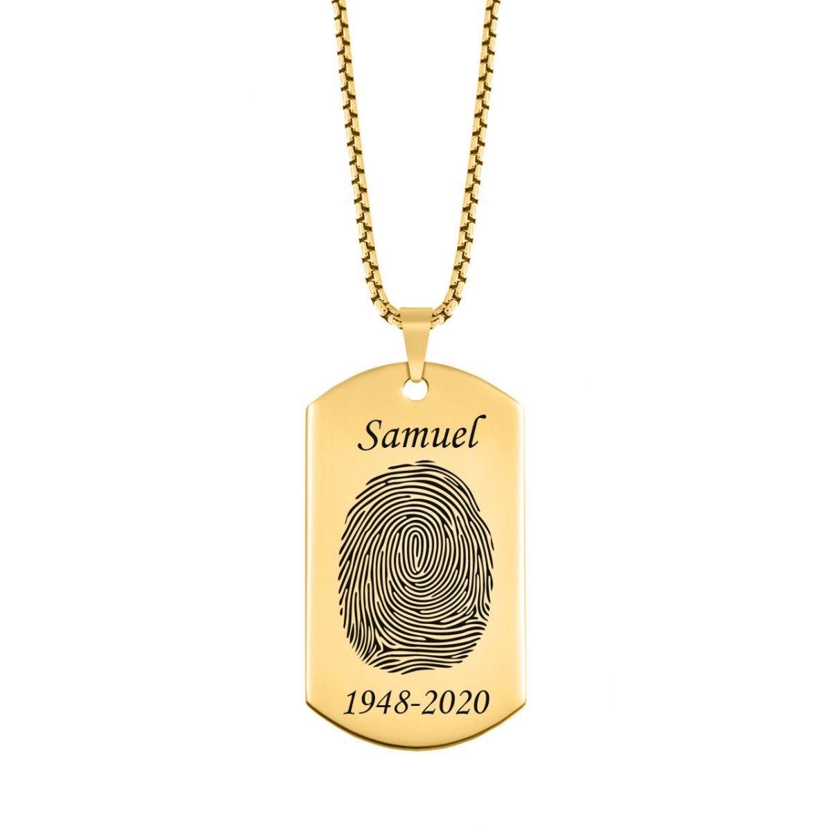 High Polished Stainless Steel Fingerprint Dog Tag Necklace - Pendant > Fingerprint Necklace > Fingerprint Jewelry > Memorial Jewelry > Stainless Steel Fingerprint Necklace > Fingerprint Charm > Signature Jewelry > Photo Pendant > Real Photo Jewelry > - Aydins Jewelry - 3