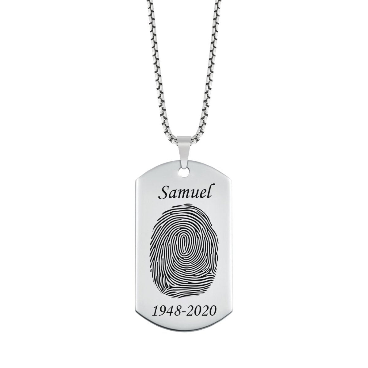 High Polished Stainless Steel Fingerprint Dog Tag Necklace - Pendant > Fingerprint Necklace > Fingerprint Jewelry > Memorial Jewelry > Stainless Steel Fingerprint Necklace > Fingerprint Charm > Signature Jewelry > Photo Pendant > Real Photo Jewelry > - Aydins Jewelry - 4