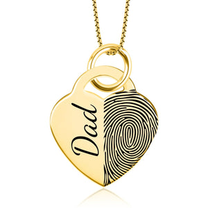 High Polished Stainless Steel Fingerprint Heart Necklace - Pendant > Fingerprint Necklace > Fingerprint Jewelry > Memorial Jewelry > Stainless Steel Fingerprint Necklace > Fingerprint Charm > Signature Jewelry > Photo Pendant > Real Photo Jewelry > - Aydins Jewelry - 3
