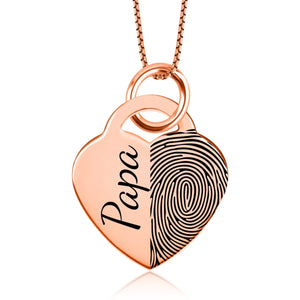 High Polished Stainless Steel Fingerprint Heart Necklace - Pendant > Fingerprint Necklace > Fingerprint Jewelry > Memorial Jewelry > Stainless Steel Fingerprint Necklace > Fingerprint Charm > Signature Jewelry > Photo Pendant > Real Photo Jewelry > - Aydins Jewelry - 4