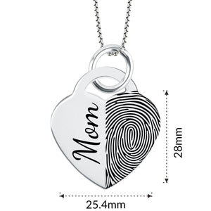 High Polished Stainless Steel Fingerprint Heart Necklace - Pendant > Fingerprint Necklace > Fingerprint Jewelry > Memorial Jewelry > Stainless Steel Fingerprint Necklace > Fingerprint Charm > Signature Jewelry > Photo Pendant > Real Photo Jewelry > - Aydins Jewelry - 2