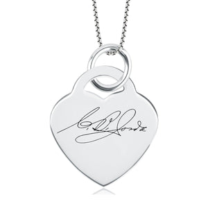 High Polished Stainless Steel Fingerprint Heart Necklace - Pendant > Fingerprint Necklace > Fingerprint Jewelry > Memorial Jewelry > Stainless Steel Fingerprint Necklace > Fingerprint Charm > Signature Jewelry > Photo Pendant > Real Photo Jewelry > - Aydins Jewelry - 7