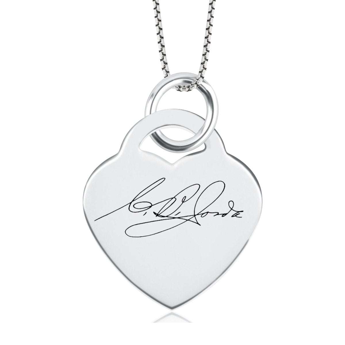 High Polished Stainless Steel Fingerprint Heart Necklace - Pendant > Fingerprint Necklace > Fingerprint Jewelry > Memorial Jewelry > Stainless Steel Fingerprint Necklace > Fingerprint Charm > Signature Jewelry > Photo Pendant > Real Photo Jewelry > - Aydins Jewelry - 7
