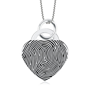 High Polished Stainless Steel Fingerprint Heart Necklace - Pendant > Fingerprint Necklace > Fingerprint Jewelry > Memorial Jewelry > Stainless Steel Fingerprint Necklace > Fingerprint Charm > Signature Jewelry > Photo Pendant > Real Photo Jewelry > - Aydins Jewelry - 1