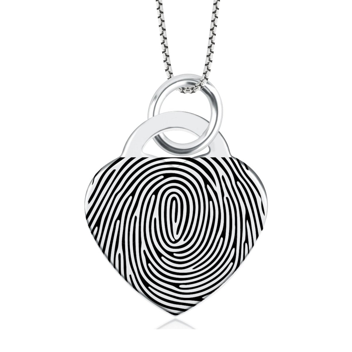 High Polished Stainless Steel Fingerprint Heart Necklace - Pendant > Fingerprint Necklace > Fingerprint Jewelry > Memorial Jewelry > Stainless Steel Fingerprint Necklace > Fingerprint Charm > Signature Jewelry > Photo Pendant > Real Photo Jewelry > - Aydins Jewelry - 1